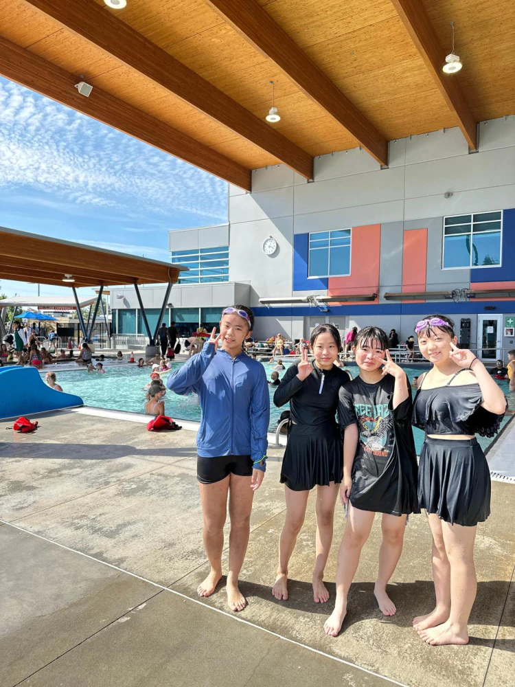 ESL students at a swimming event