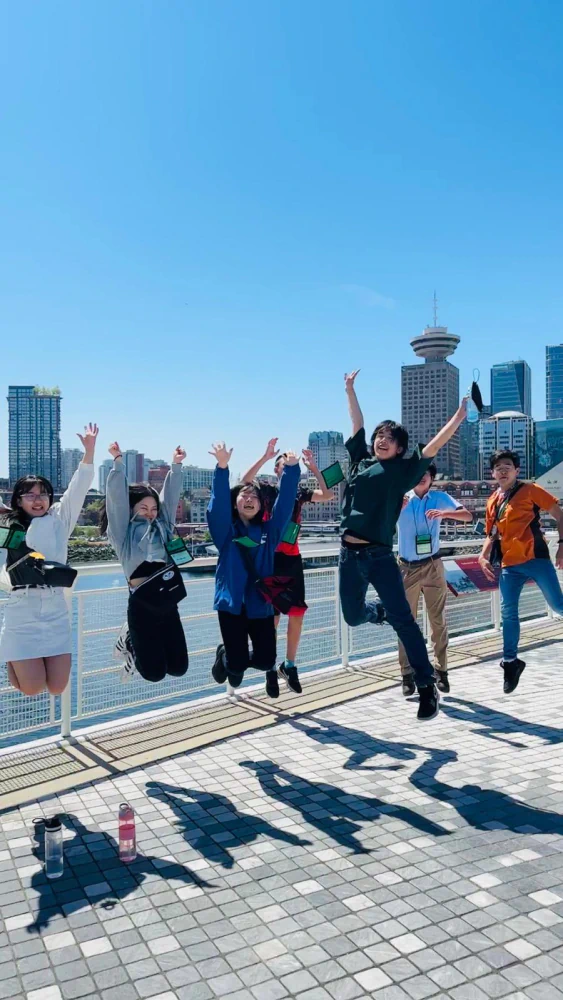 ESL students jumping for fun in Vancouver, BC